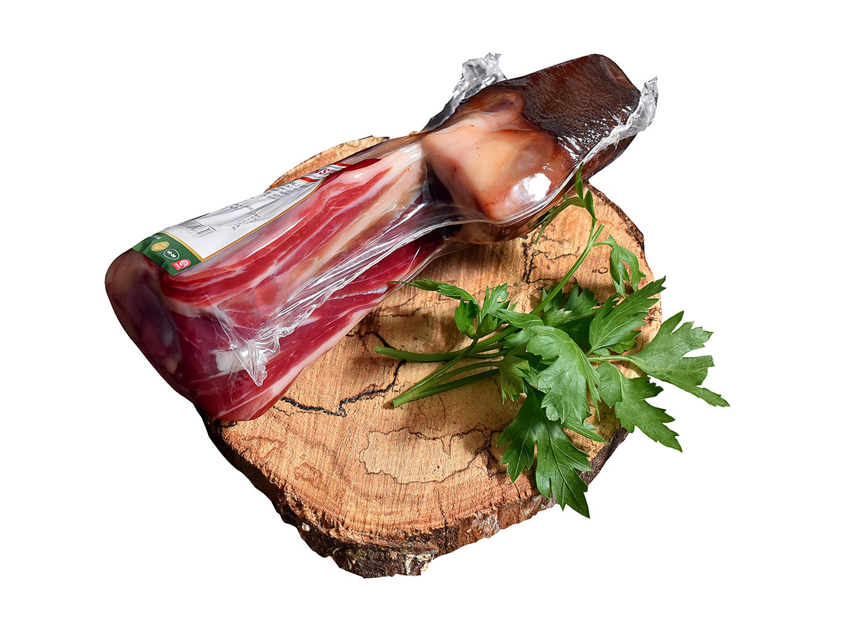 Dry-cured ham bone or hock vacuum-packed